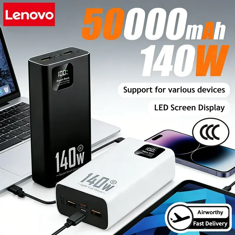 Solar Emergency Charger - Lenovo 140W 500000mAh Ultra Kapasiteli Güç