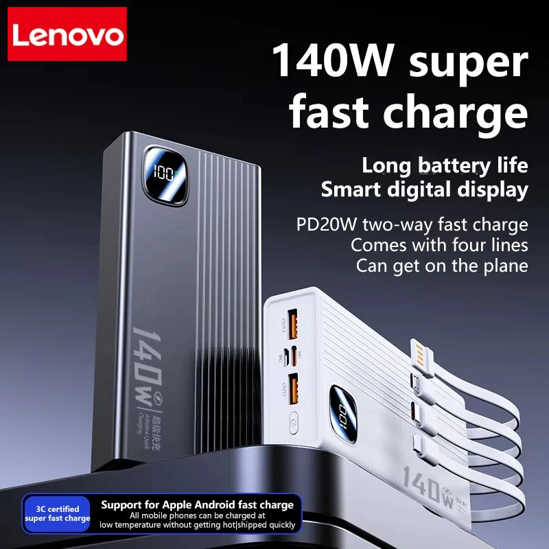 Solar Emergency Charger - Lenovo 140W 200000mAh 4'ü 1 Arada
